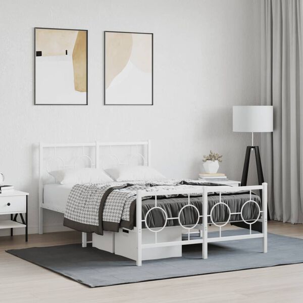 vidaXL Estructura cama sin colch&oacute;n con estribo metal blanco 120x190 cm