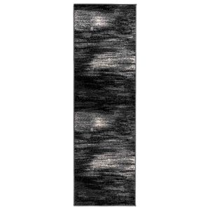 vidaXL Alfombra Runner FLORNES Tejido Negro Pinceladas 67 x 200 cm PP