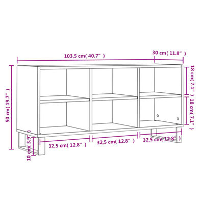 vidaXL Mueble de TV madera de ingeniería roble ahumado 103,5x30x50 cm