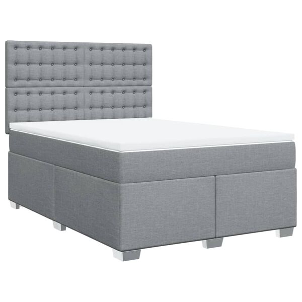 vidaXL Cama box spring con colch&oacute;n tela gris claro 160x200 cm