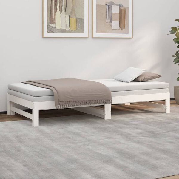vidaXL Sof&aacute; cama extra&iacute;ble sin colch&oacute;n blanco 2x(90x200) cm