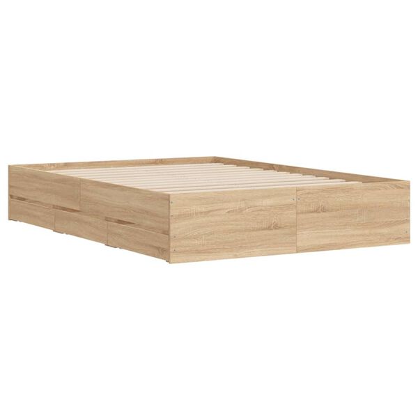 vidaXL Cama con cajones madera de ingenier&iacute;a roble Sonoma 120x190 cm