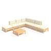 vidaXL Muebles de jard&iacute;n 8 piezas cojines madera de pino color crema