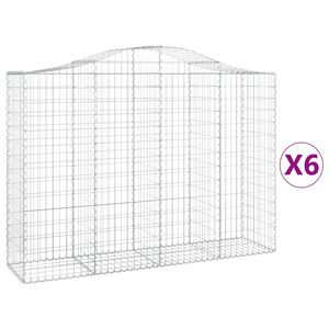 vidaXL Cestas gaviones 6 uds forma de arco hierro 200x50x140/160 cm