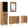 vidaXL Juego de muebles de ba&ntilde;o 4 pcs Natural Madera de mango maciza