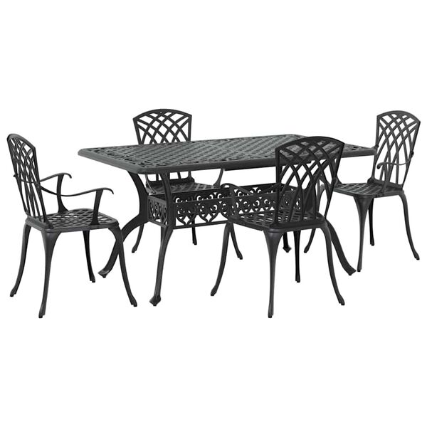 vidaXL Conjunto de Comedor de Jard&iacute;n 5 pcs Negro Aluminio