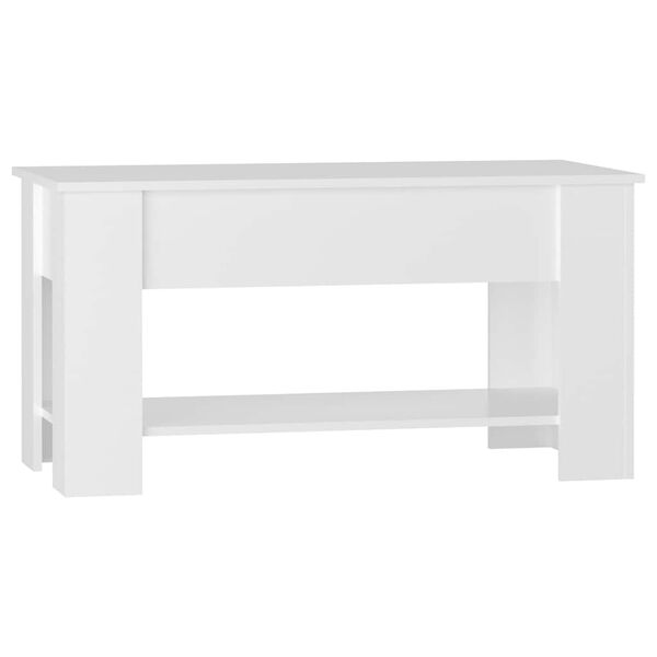 vidaXL Mesa de centro madera de ingenier&iacute;a blanco brillo 101x49x52 cm