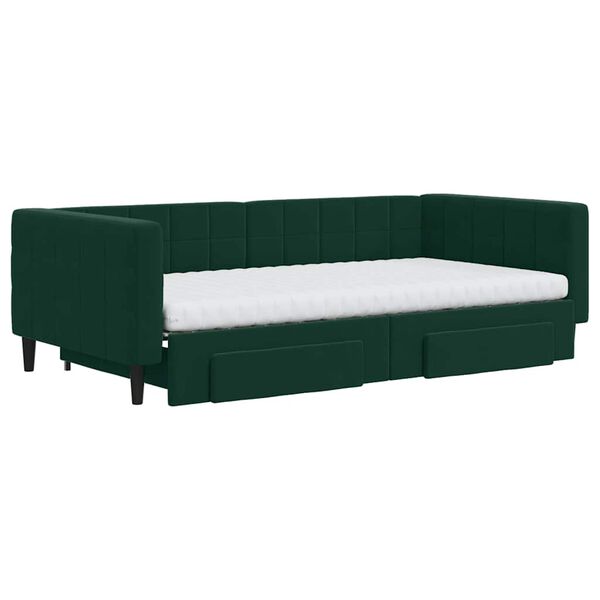 vidaXL Sof&aacute; cama nido con cajones terciopelo verde oscuro 100x200 cm