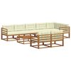 vidaXL Conjunto de sof&aacute;s de exterior con coj&iacute;n 9 pcs Natural y Crema
