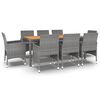 vidaXL Juego de comedor de jard&iacute;n 9 piezas rat&aacute;n sint&eacute;tico gris