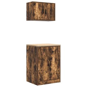 vidaXL Armarios 2 uds para garaje madera ingenier&iacute;a roble ahumado