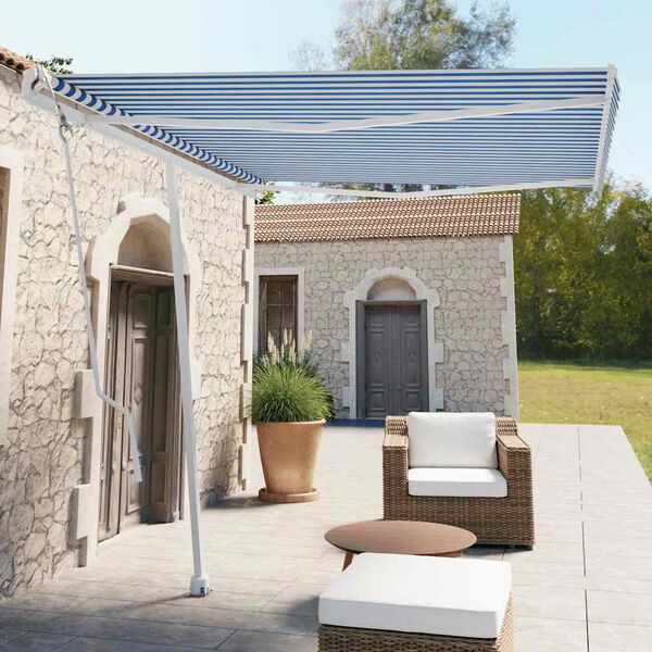 vidaXL Toldo de pie autom&aacute;tico azul y blanco 300x250 cm