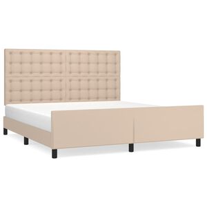 vidaXL Estructura de cama cabecero cuero sint&eacute;tico capuchino 180x200cm