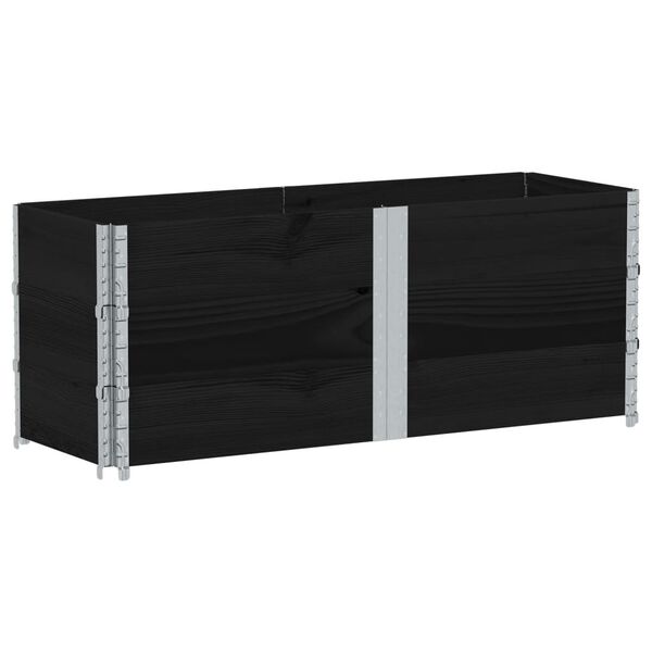 vidaXL Collares de palets 3 uds madera maciza de pino negro 150x50 cm