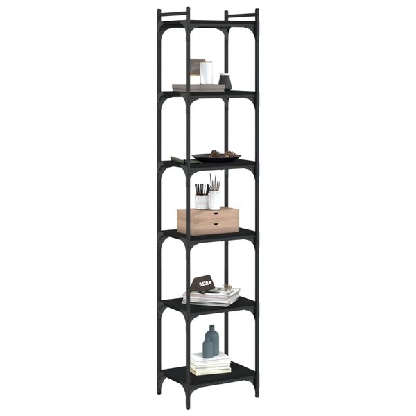 vidaXL Librer&iacute;a de 6 estantes madera de ingenier&iacute;a negro 40x30x188 cm