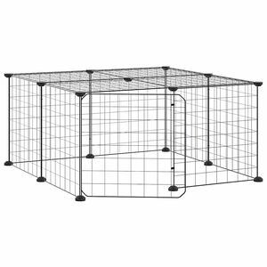 vidaXL Jaula para mascotas de 12 paneles puerta acero negro 70x70x35cm