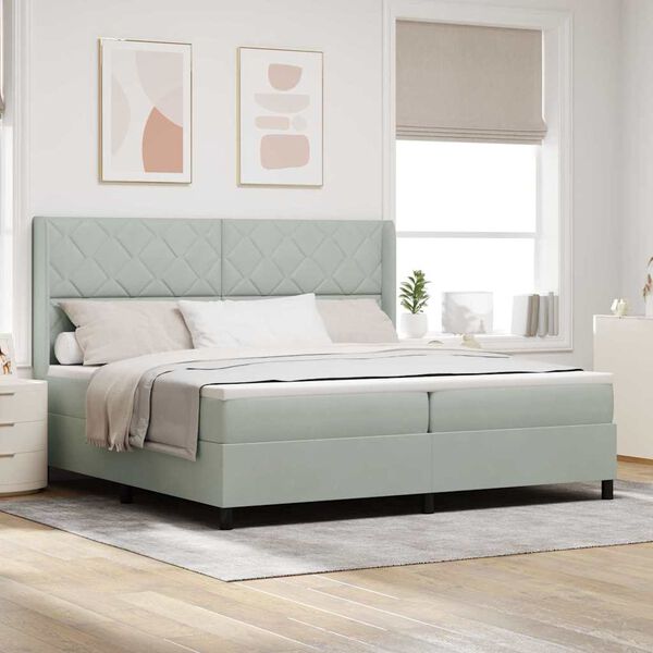 vidaXL Cama tipo Box Spring Gris Claro 200 x 200 cm Terciopelo