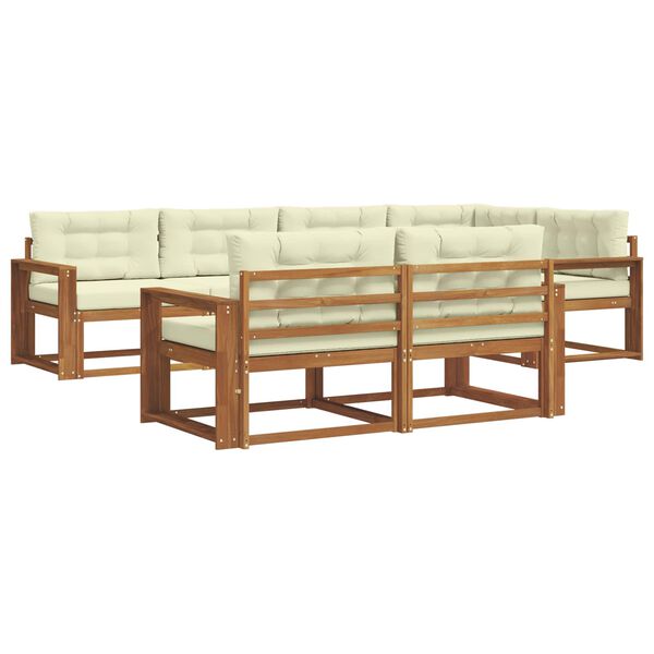 vidaXL Conjunto de sof&aacute;s de exterior con coj&iacute;n 7 pcs Natural y Crema