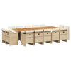 vidaXL Set comedor de jard&iacute;n con cojines 15 pzas rat&aacute;n sint&eacute;tico beige