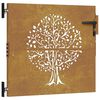vidaXL Puerta de jard&iacute;n acero corten dise&ntilde;o &aacute;rbol 85x75 cm