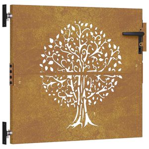 vidaXL Puerta de jard&iacute;n acero corten dise&ntilde;o &aacute;rbol 85x75 cm