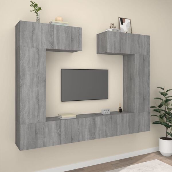 vidaXL Set de muebles para TV 6 pzas madera contrachapada gris Sonoma