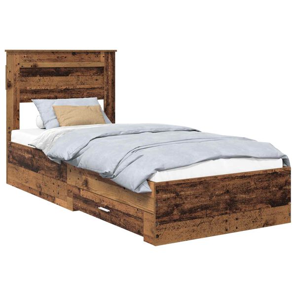 vidaXL Estructura de cama con cabecera Madera vieja 90 x 190 cm