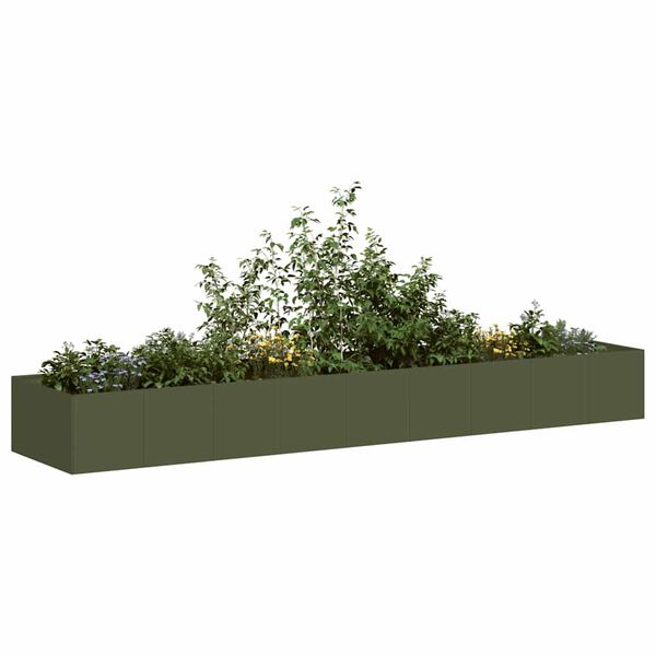 vidaXL Jardinera acero verde oliva 360x80x40 cm