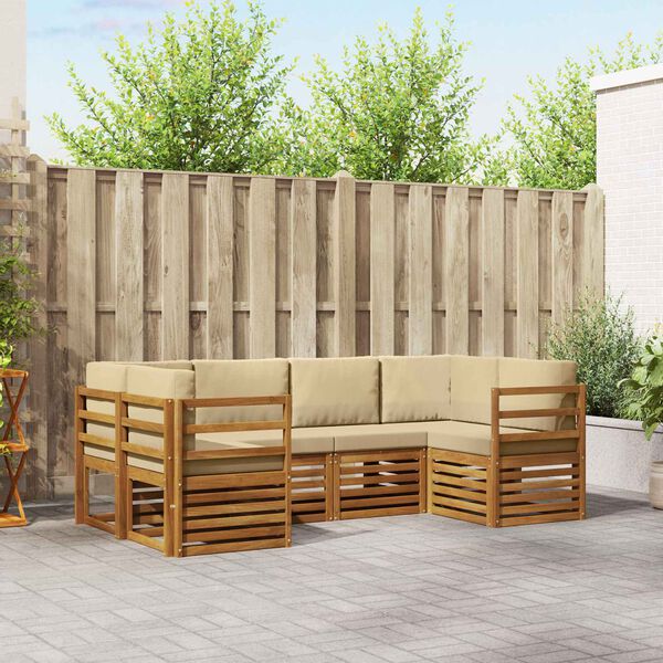 vidaXL Conjunto de Sof&aacute; Seccional con coj&iacute;n 6 pcs Natural