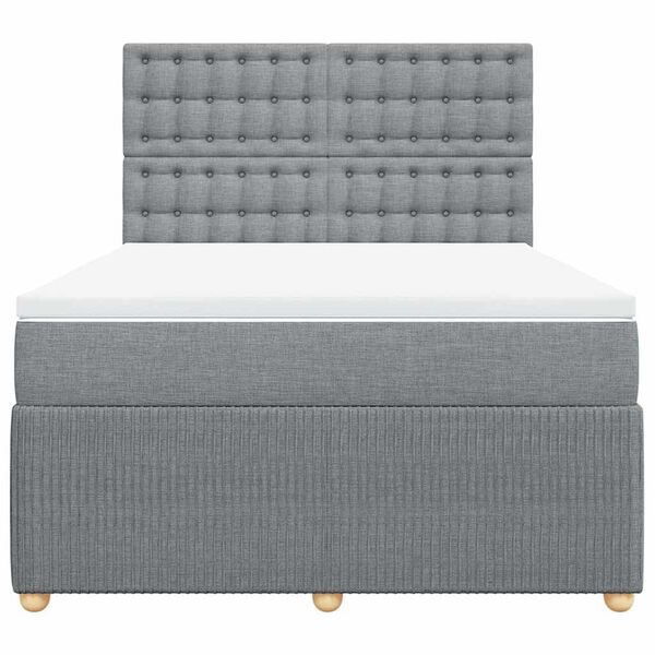 vidaXL Cama box spring con colch&oacute;n tela gris claro 140x190 cm