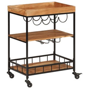 vidaXL Carrito de bar de madera maciza de acacia y hierro 60x40x80 cm