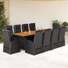 vidaXL Set de comedor jard&iacute;n 11 pzas con cojines rat&aacute;n sint&eacute;tico negro