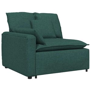 vidaXL M&oacute;dulo de reposabrazos para sof&aacute; modular con cojines, color verde oscuro, 100 cm