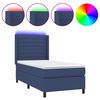 vidaXL Cama box spring colch&oacute;n y luces LED tela azul 90x200 cm
