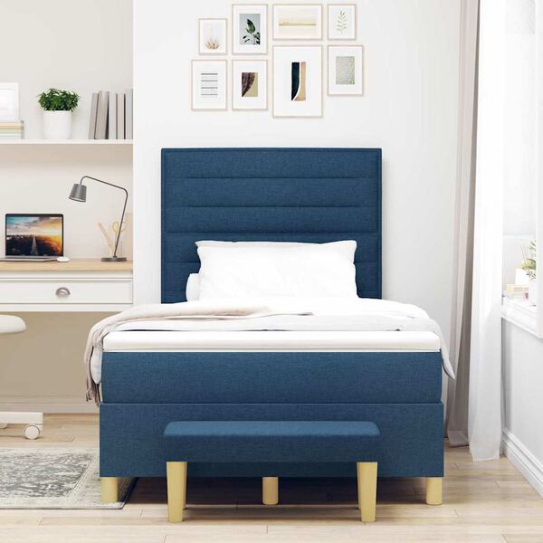 vidaXL Cama tipo Box Spring con colch&oacute;n Azul 120 x 190 cm tela