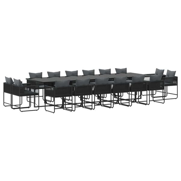 vidaXL Conjunto de Comedor de Jard&iacute;n 17 pcs Negro Acero