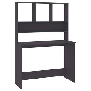 vidaXL Escritorio con estantes madera contrachapada gris 110x45x157 cm