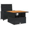 vidaXL Set comedor de jard&iacute;n 2 pzas con cojines rat&aacute;n sint&eacute;tico negro