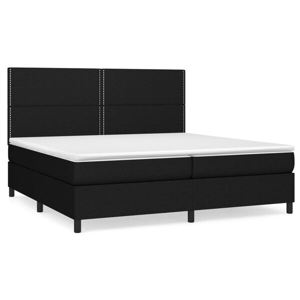 vidaXL Cama box spring con colch&oacute;n tela negro 200x200 cm