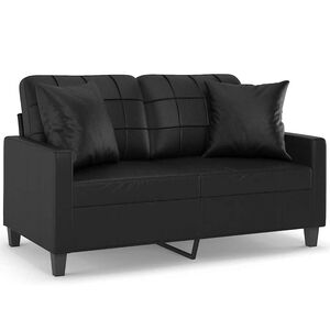 vidaXL Sof&aacute; de 2 plazas con cojines cuero sint&eacute;tico negro 120 cm