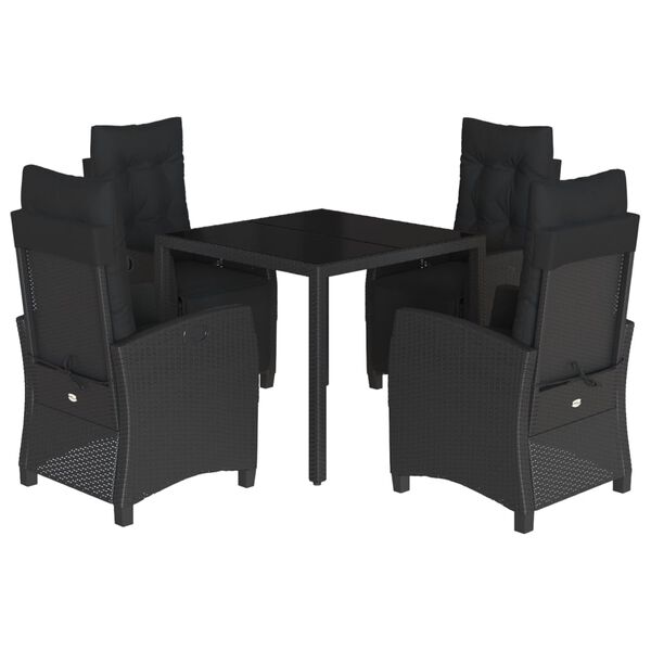 vidaXL Set de muebles jard&iacute;n 5 pzas con cojines rat&aacute;n sint&eacute;tico negro