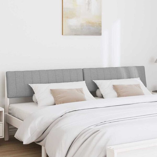vidaXL Cabecero tapizado Gris Claro 200 cm Madera de pino macizo