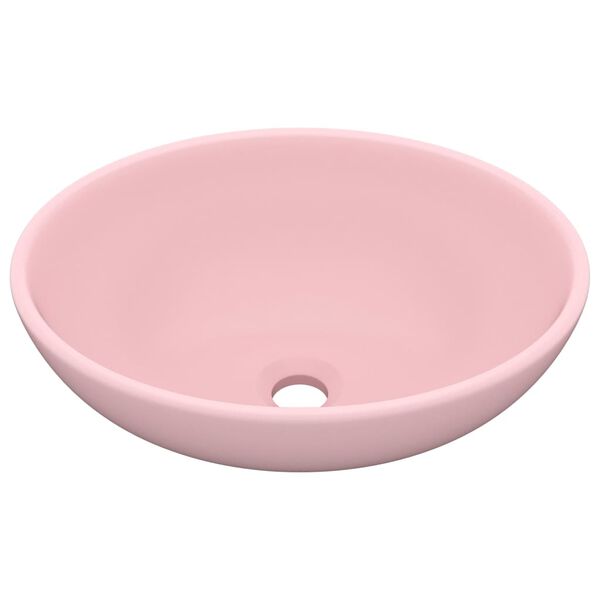 vidaXL Lavabo de lujo ovalado cer&aacute;mica rosa mate 40x33 cm