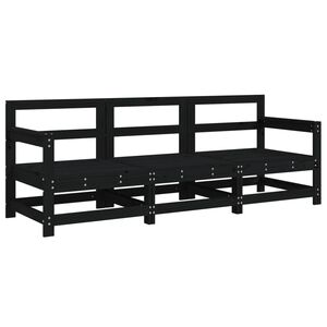 vidaXL Juego de muebles de jard&iacute;n 3 pzas madera maciza de pino negro