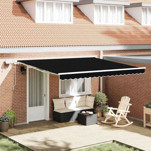 vidaXL Toldo Retr&aacute;ctil Manual Negro 400 x 300 cm Tela y acero