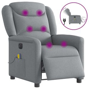 vidaXL Sill&oacute;n reclinable de masaje el&eacute;ctrico tela gris claro
