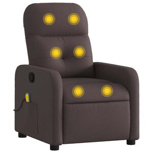 vidaXL Sill&oacute;n de masaje reclinable de tela marr&oacute;n oscuro