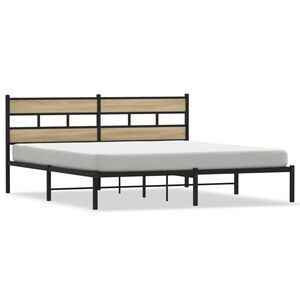vidaXL Estructura de cama sin colch&oacute;n metal roble Sonoma 183x213 cm