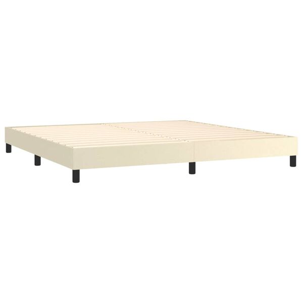vidaXL Cama box spring con colch&oacute;n cuero sint&eacute;tico crema 200x200 cm