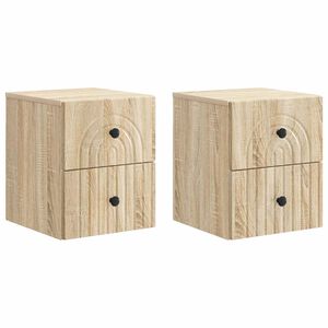 vidaXL Mesita de Noche de Pared 2 pcs Roble Sonoma 33 x 34,5 x 40 cm